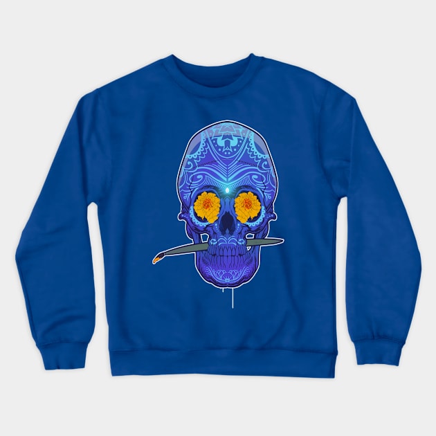 Sugar Skull purple Crewneck Sweatshirt by Dedos The Nomad